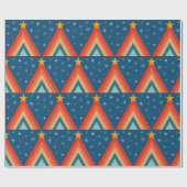Minimalistisch Red & Blue Retro Groovy Weihnachtsb Geschenkpapier (Flach)
