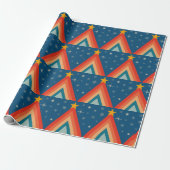 Minimalistisch Red & Blue Retro Groovy Weihnachtsb Geschenkpapier (Ungerollt)