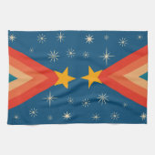 Minimalistisch Red & Blue Retro Groovy Weihnachtsb Geschirrtuch (Horizontal)