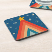 Minimalistisch Red & Blue Retro Groovy Weihnachtsb Getränkeuntersetzer (Linke Seite)