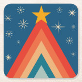 Minimalistisch Red & Blue Retro Groovy Weihnachtsb Rechteckiger Pappuntersetzer (Vorderseite)