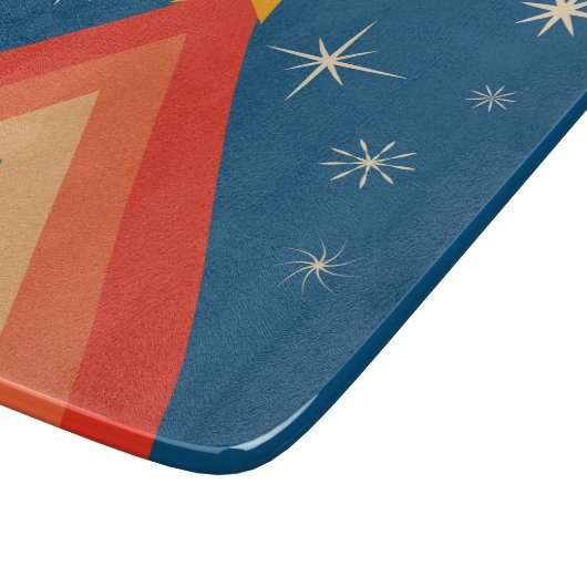 Minimalistisch Red & Blue Retro Groovy Weihnachtsb Schneidebrett (Ecke)