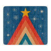 Minimalistisch Red & Blue Retro Groovy Weihnachtsb Schneidebrett (Vorderseite)