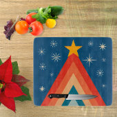 Minimalistisch Red & Blue Retro Groovy Weihnachtsb Schneidebrett