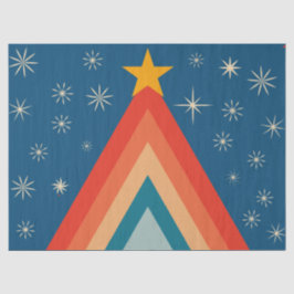 Minimalistisch Red & Blue Retro Groovy Weihnachtsb Seidenpapier