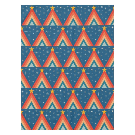 Minimalistisch Red & Blue Retro Groovy Weihnachtsb Tischdecke (Vorderseite)