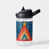 Minimalistisch Red & Blue Retro Groovy Weihnachtsb Trinkflasche (Links)