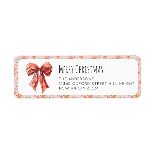 Minimalistisch Red Bow Floral Christmas (Vorne)
