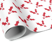 Minimalistisch Red Holly Berry zu Weihnachten Geschenkpapier (Rolleneckpunkt)