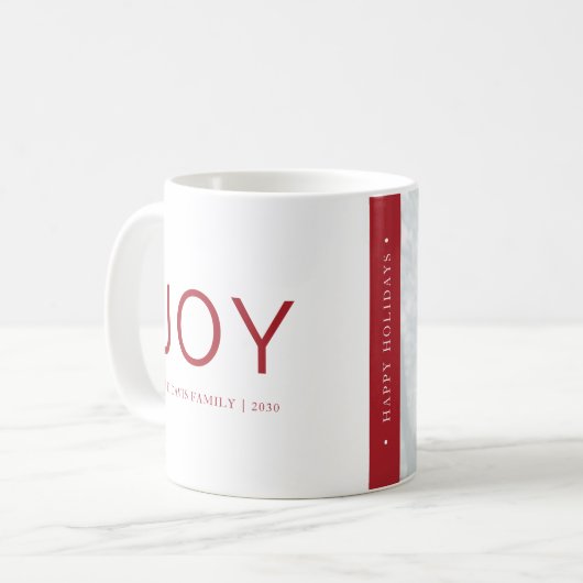 Minimalistisch Red Joy Holiday Foto Weihnachten Kaffeetasse (Vorderseite Links)