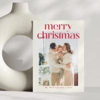 Minimalistisch Red Modern Custom Foto Christmas