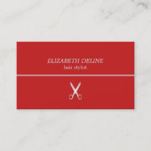 Minimalistisch Red Silver Line Schere HaarStylist Visitenkarte (Vorderseite)