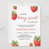 Minimalistisch Red Strawberry Baby Dusche Einladung (Vorderseite)