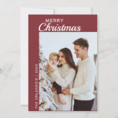 Minimalistisch Red White 2 Foto Frohe Weihnachten (Vorderseite)