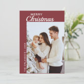 Minimalistisch Red White 2 Foto Frohe Weihnachten (Stehend Vorderseite)