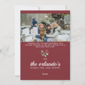 Minimalistisch Red White 2 Foto Frohe Weihnachten (Rückseite)