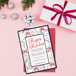 Minimalistisch Red White Abstrakt Line Ribbon Urla Feiertagskarte