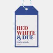 Minimalistisch Red White and Due 4. Juli Babydusch Geschenkanhänger (Vorderseite)