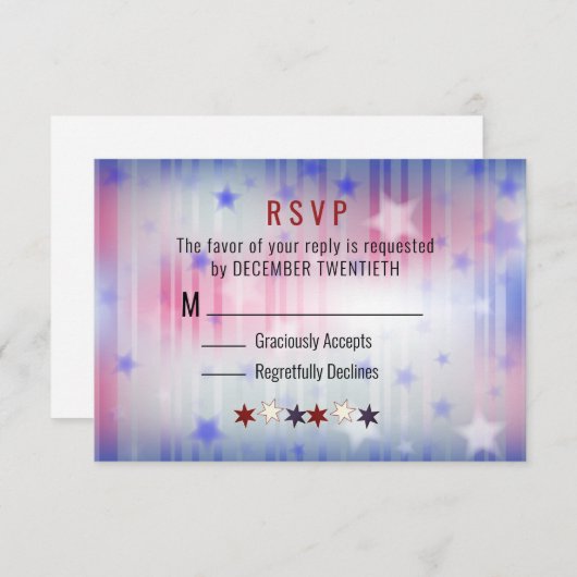 Minimalistisch Red White Blue Stars RSVP-Karte RSVP Karte (Vorne/Hinten)