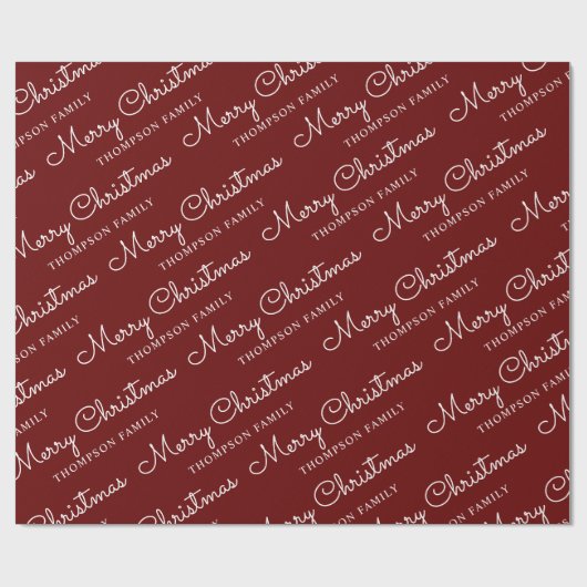 Minimalistisch Red White Frohe Weihnachtsfamilie N Geschenkpapier (Flach)