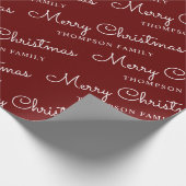 Minimalistisch Red White Frohe Weihnachtsfamilie N Geschenkpapier (Ecke)