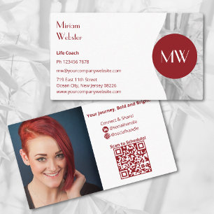 Minimalistisch Red White Life Coach Personal Visitenkarte
