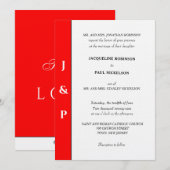 Minimalistisch Red White Monogram Einladung (Vorne/Hinten)