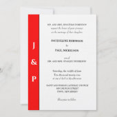 Minimalistisch Red White Monogram Einladung (Vorderseite)