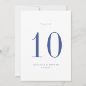 Minimalistisch Regency Blue Wedding Tischnummer Ca (Vorderseite)