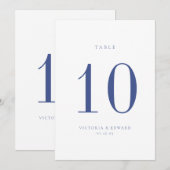 Minimalistisch Regency Blue Wedding Tischnummer Ca (Vorne/Hinten)