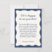 Minimalistisch Retro Blue Wedding Willkommen Dankeskarte (Vorderseite)