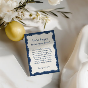 Minimalistisch Retro Blue Wedding Willkommen Dankeskarte