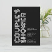Minimalistisch Retro Bold Black Couple Dusche Einladung (Stehend Vorderseite)