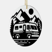 Minimalistisch Retro Camper Van Adventure Keramik Ornament (Rechts)