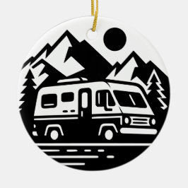 Minimalistisch Retro Camper Van Adventure Keramik Ornament
