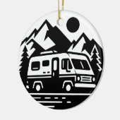 Minimalistisch Retro Camper Van Adventure Keramik Ornament (Links)