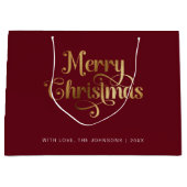 Minimalistisch Retro Chic Red Gold Frohe Weihnacht Große Geschenktüte (Vorderseite)