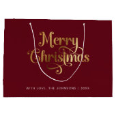 Minimalistisch Retro Chic Red Gold Frohe Weihnacht Große Geschenktüte (Rückseite)