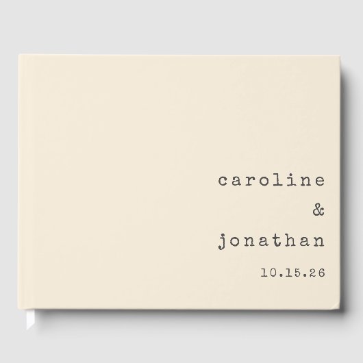 Minimalistisch Retro Cream Schreibmaschine Custom  Gästebuch (Vorderseite)