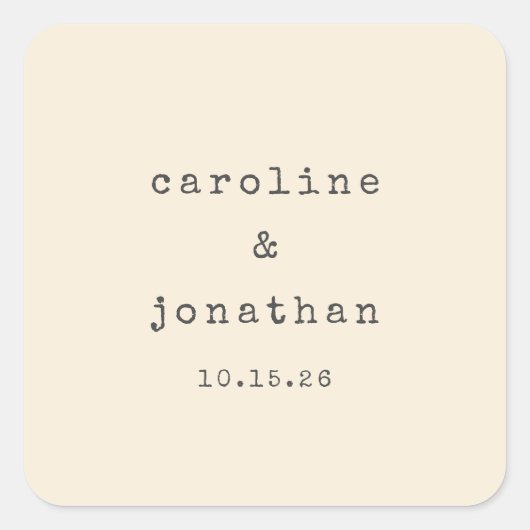 Minimalistisch Retro Cream Schreibmaschine Custom  Quadratischer Aufkleber (Vorderseite)