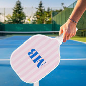 Minimalistisch Retro Pink Blau Streifen Monogramm Pickleball Schläger
