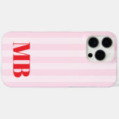 Minimalistisch Retro Rosa Streifen Monogramm Case-Mate iPhone Hülle (Rückseite (Horizontal))