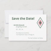 Minimalistisch Retro-Rosa und Hunter Green Save th Einladung (Vorderseite)