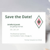 Minimalistisch Retro-Rosa und Hunter Green Save th Einladung