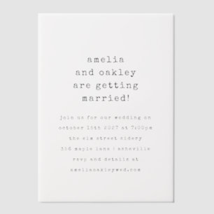 Minimalistisch Retro-Schreibmaschine Schwarz-weiß  Pergament Einladungen