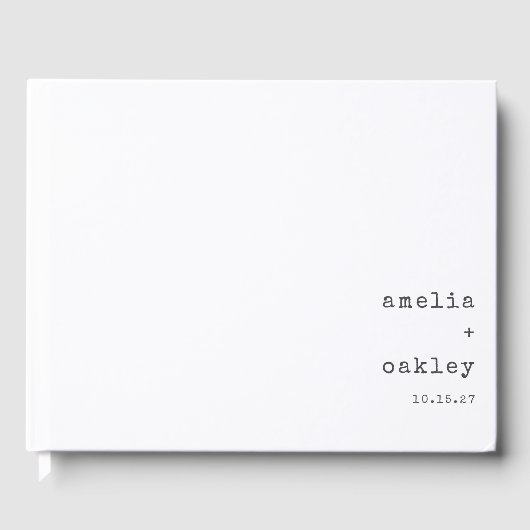 Minimalistisch Retro Schreibmaschine White Custom  Gästebuch (Vorderseite)