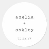 Minimalistisch Retro Schreibmaschine White Custom  Runder Aufkleber (Vorderseite)