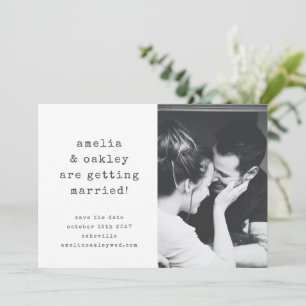 Minimalistisch Retro Schreibmaschine White Wedding Save The Date