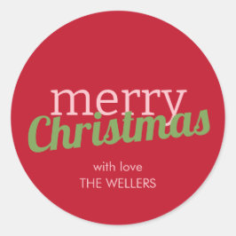 Minimalistisch Retro Typografie Frohe Weihnachten Runder Aufkleber