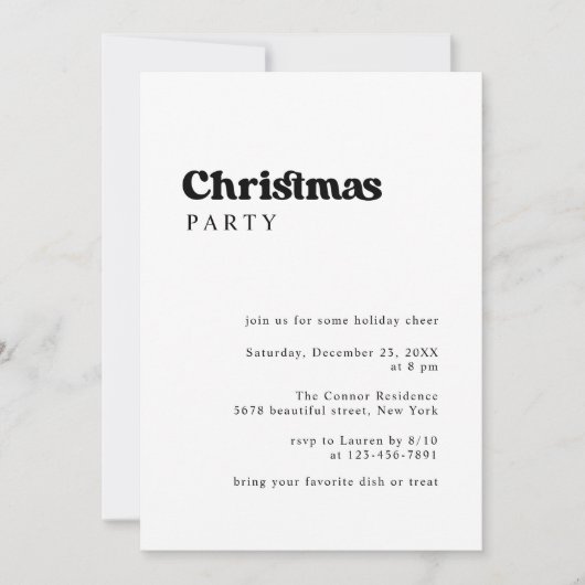 Minimalistisch Retro Weihnachts-Party Einladung (Vorderseite)